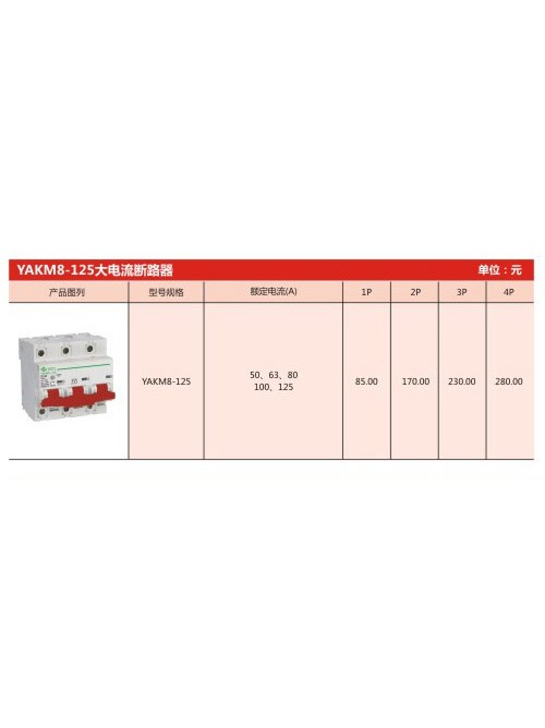 YAKM8N-125大電流斷路器